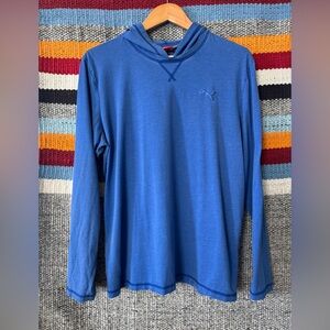 Blue Puma Hooded Long-Sleeve Pullover active yoga workout Size Large